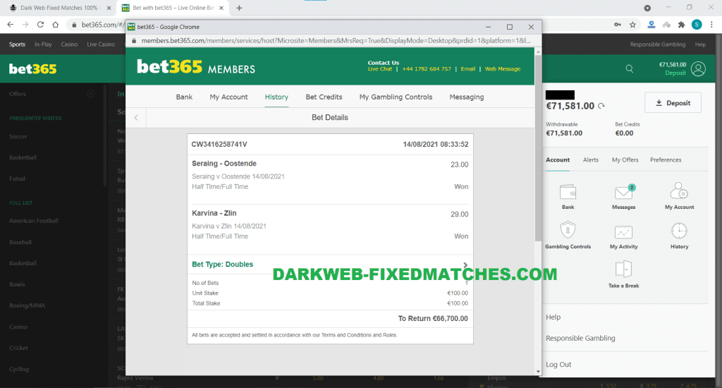 DARK WEB FORUM FIXED MATCHES WON 14 08 DOUBLE HT FT WIN