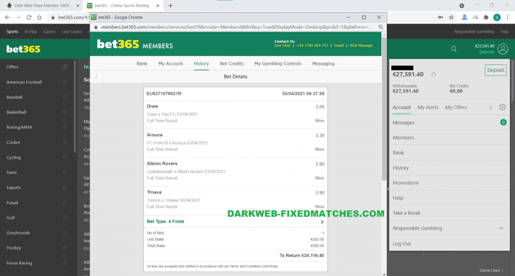 FIXED MATCHES FOOTBALL WIN 03 04 DARKWEB