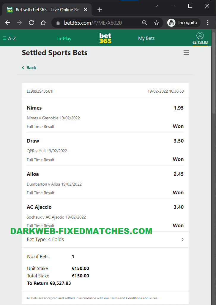 bet365 fixed matches proof won combined soccer betslip 19 02