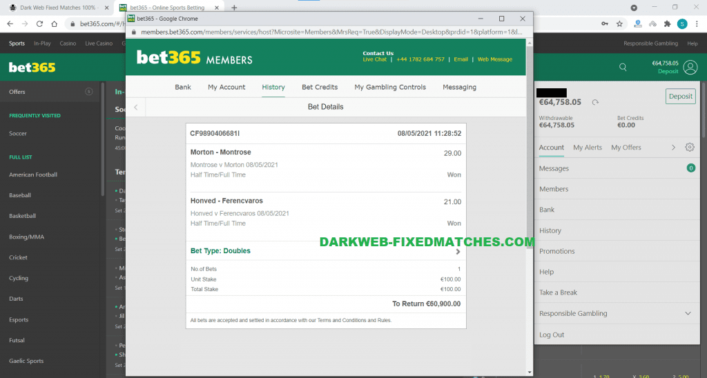 dark web fixed matches double ht ft won