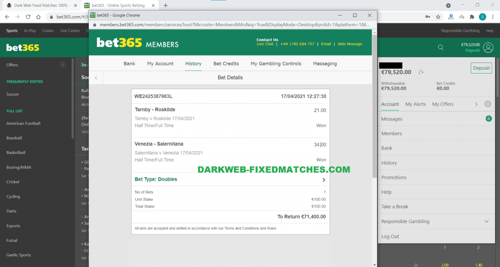 dark web fixed matches double ht ft won 17 04