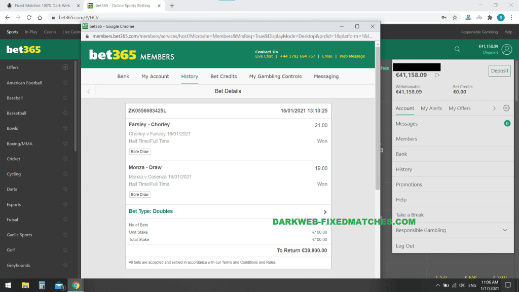 dark web fixed matches football ht ft won 16 01