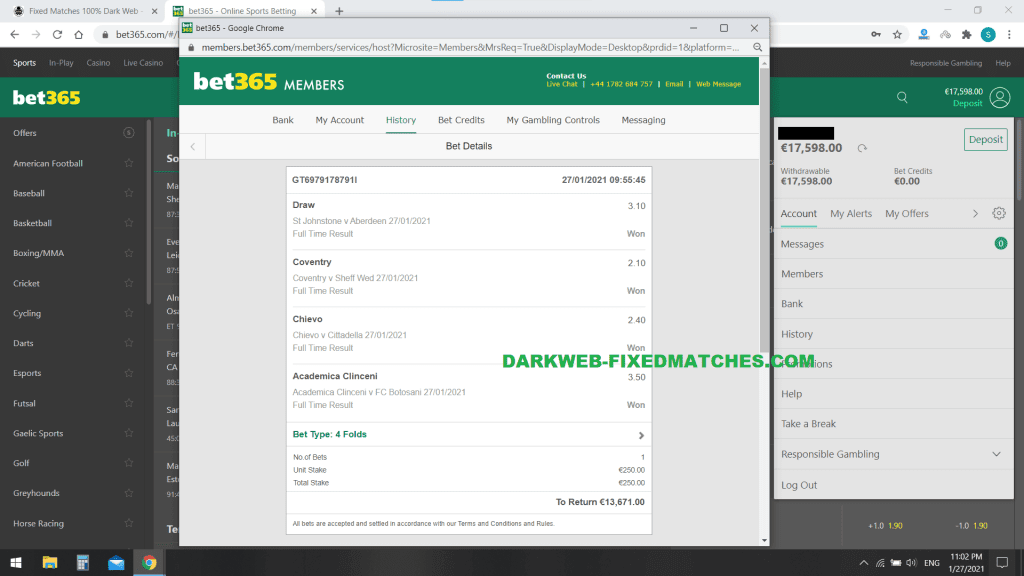 football fixed matches 100% sure dark web won 27 01