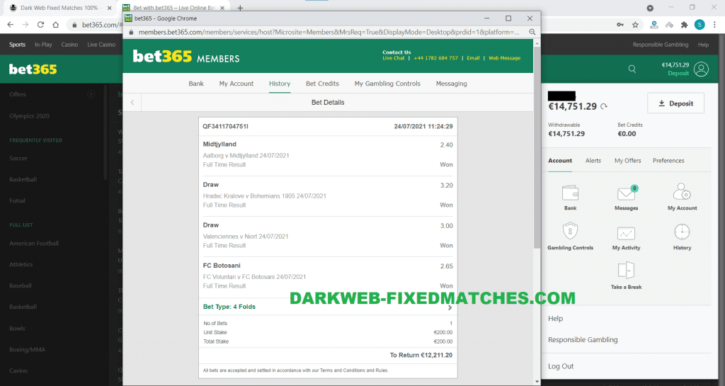 football fixed matches won 24 07 dark web forum