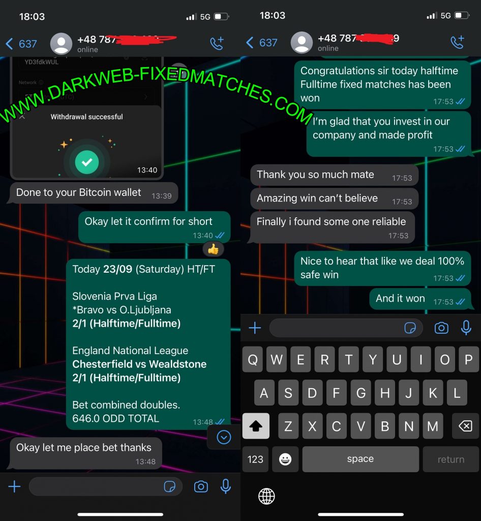 DARK WEB FIXED MATCHES TELEGRAM OR WHATSAPP