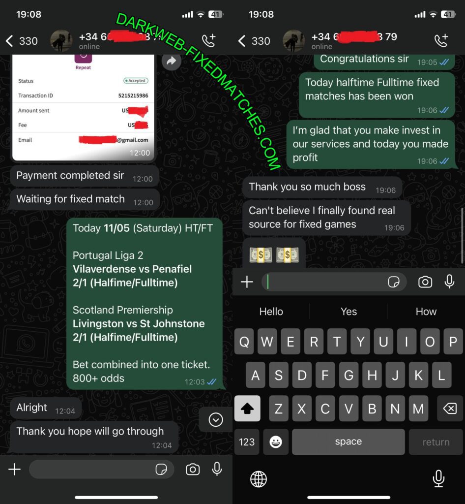 DARKWEB WHATSAPP TELEGRAM FIXED MATCH