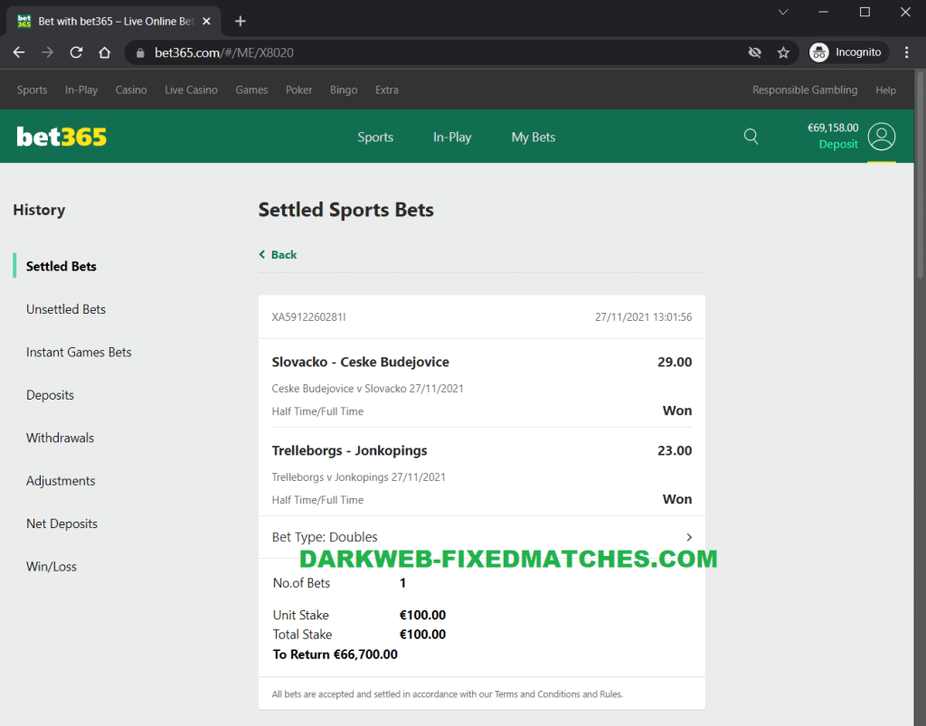 FIXED MATCHES DARK WEB HALFTIME FULL TIME WON 27 11