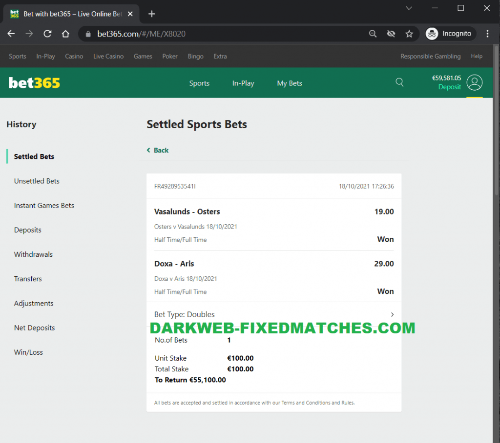 halftime full time fixed matches won 18 10