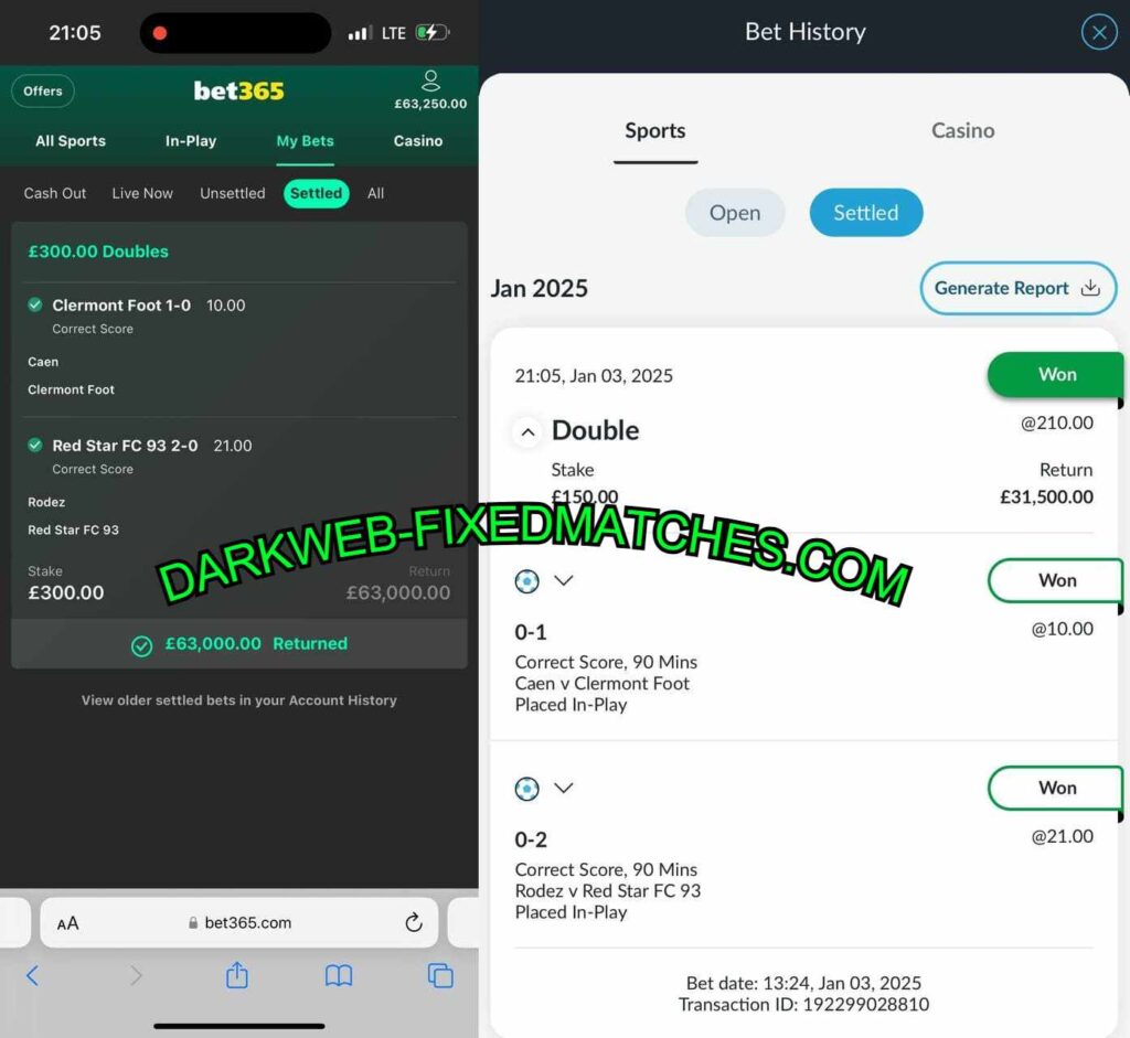 BET365 FIXED CORRECT SCORE MATCH