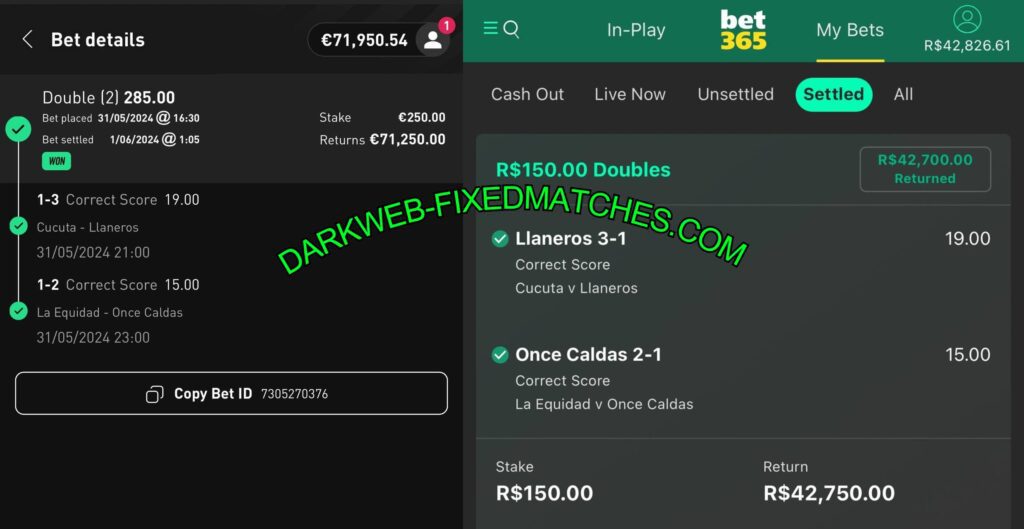 DARK WEB BET365 FIXED MATCHES