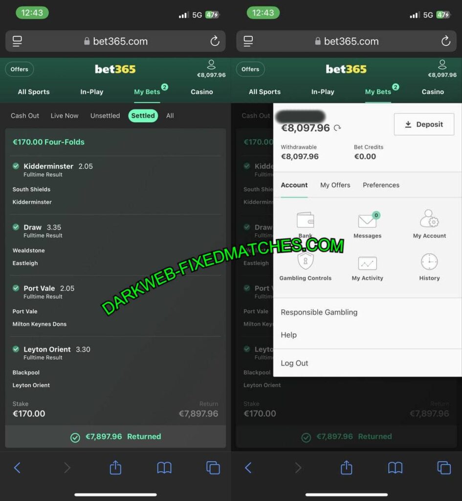 DARK WEB VIP FIXED BETS 1X2