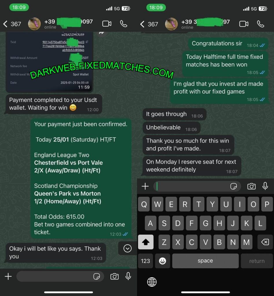 DARK WEB WHATSAPP FIXED MATCH