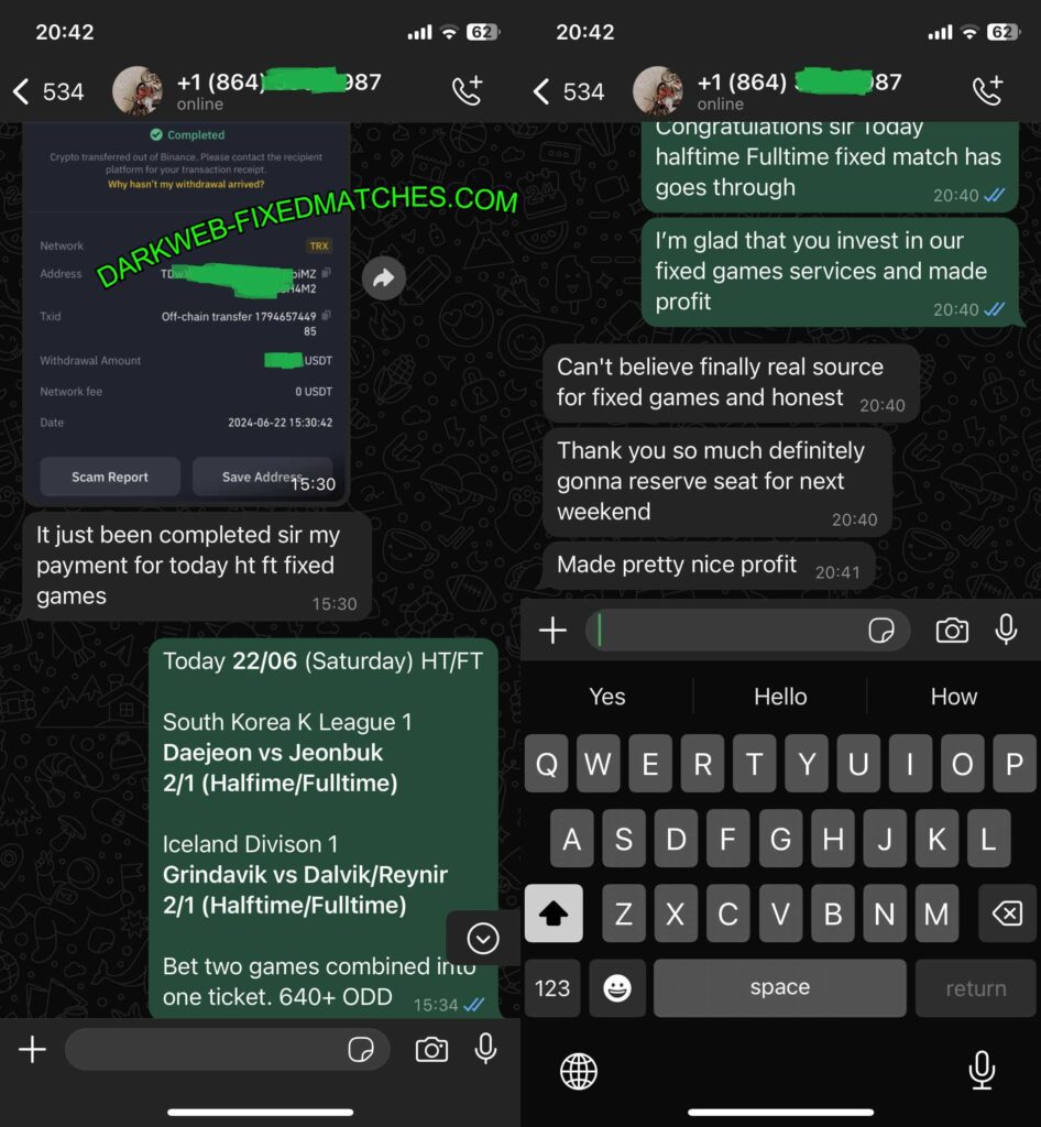 DARK WEB WHATSAPP TELEGRAM FIXED MATCH