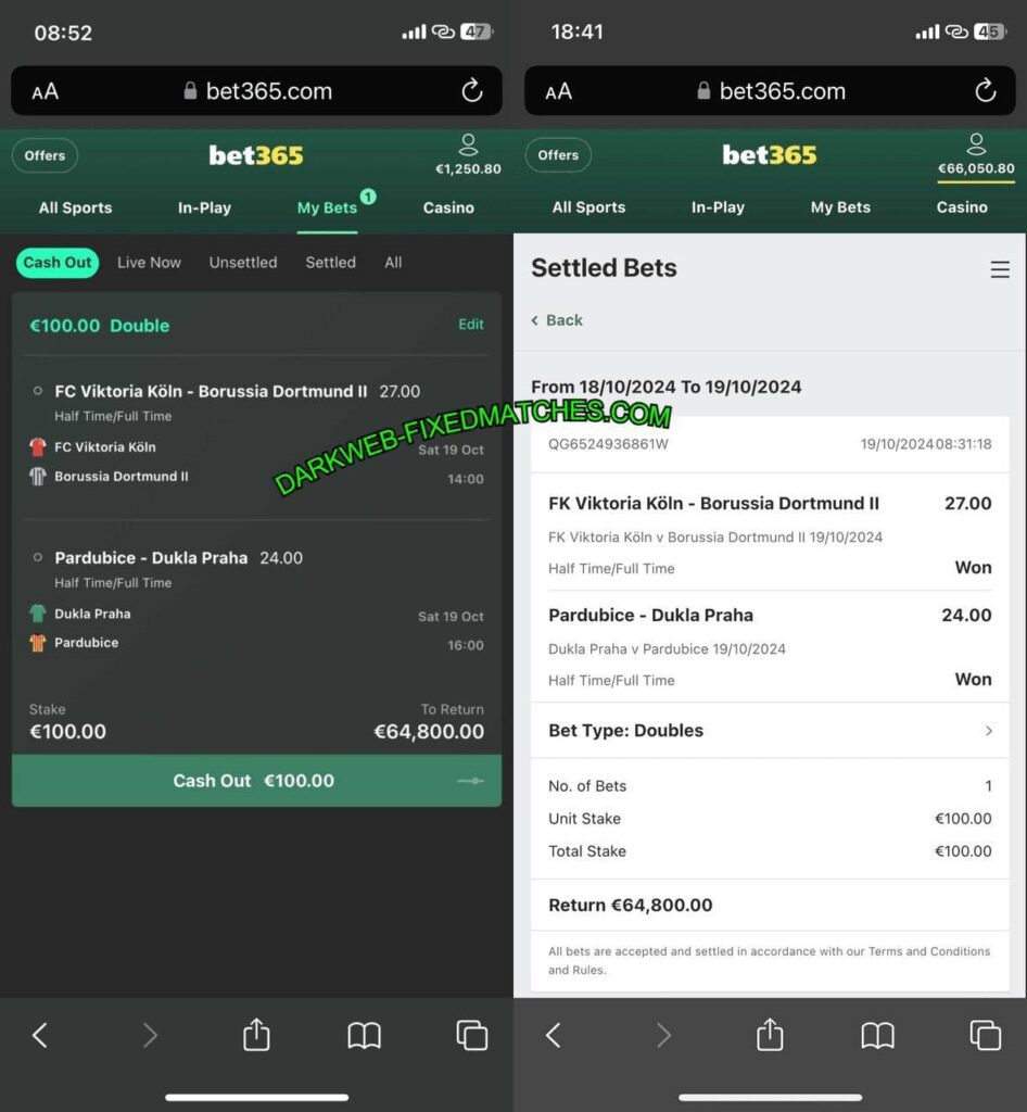 DARKWEB BET365 FIXED MATCHES