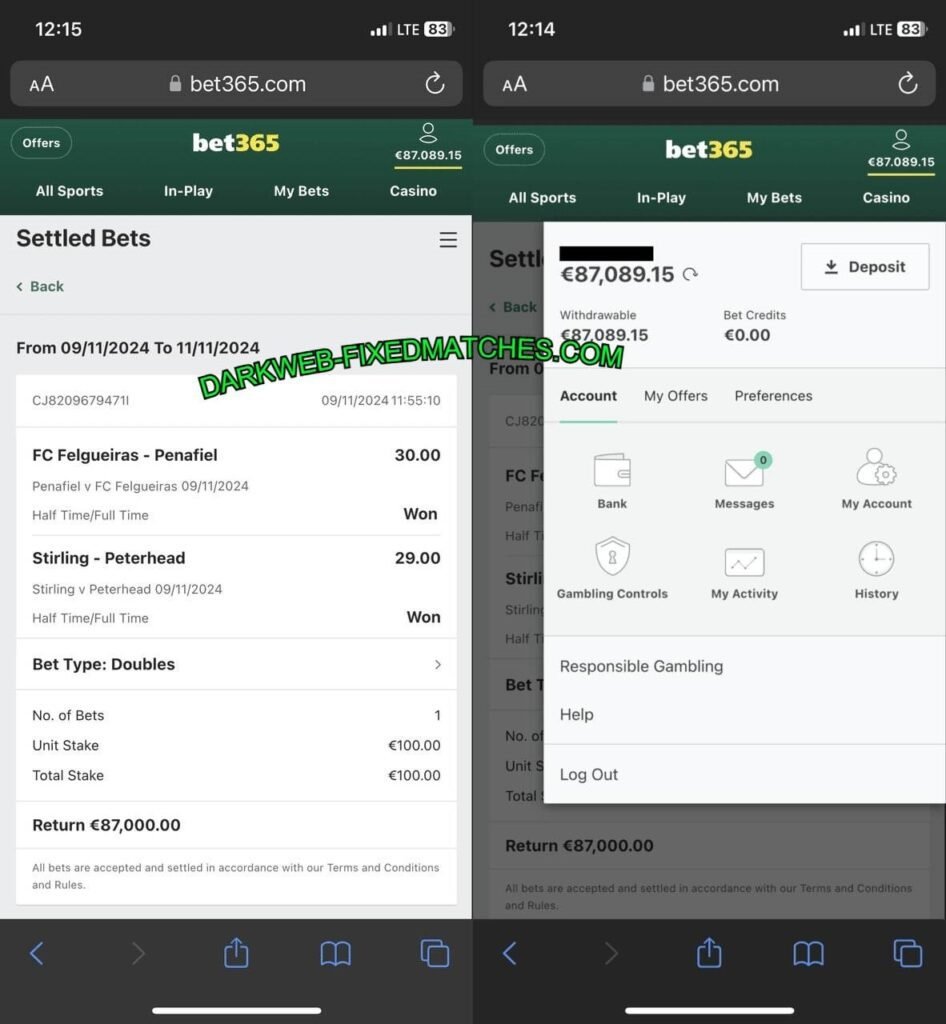 DARKWEB BET365 HTFT FIXED MATCHES