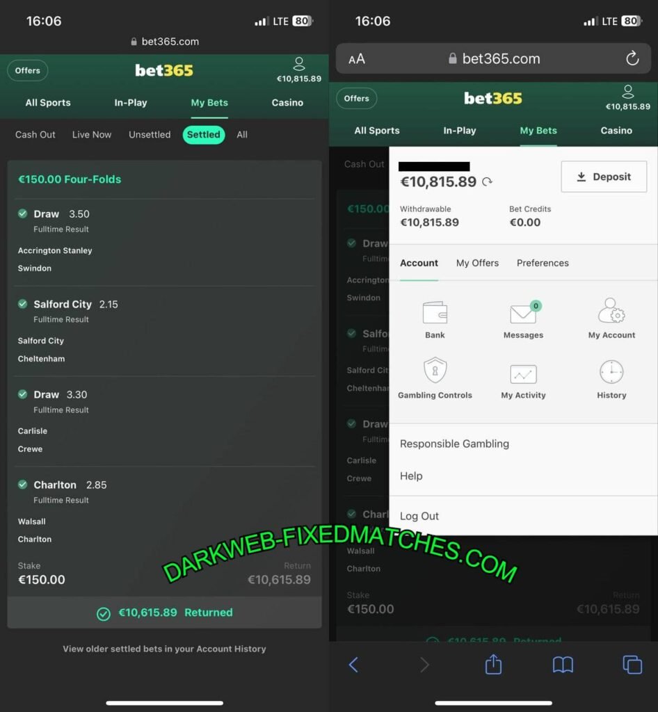 DARKWEB FIXED BETTING ODDS 1X2