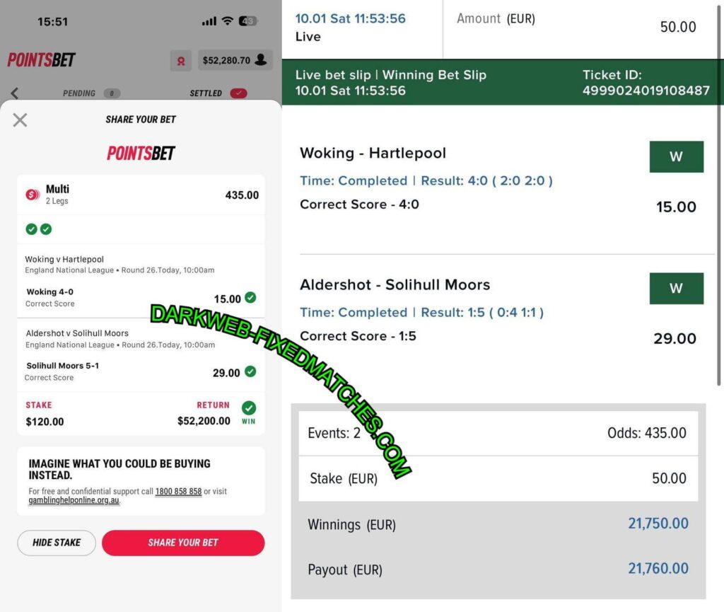 POINTSBET CORRECT SCORE FIXED MATCHES