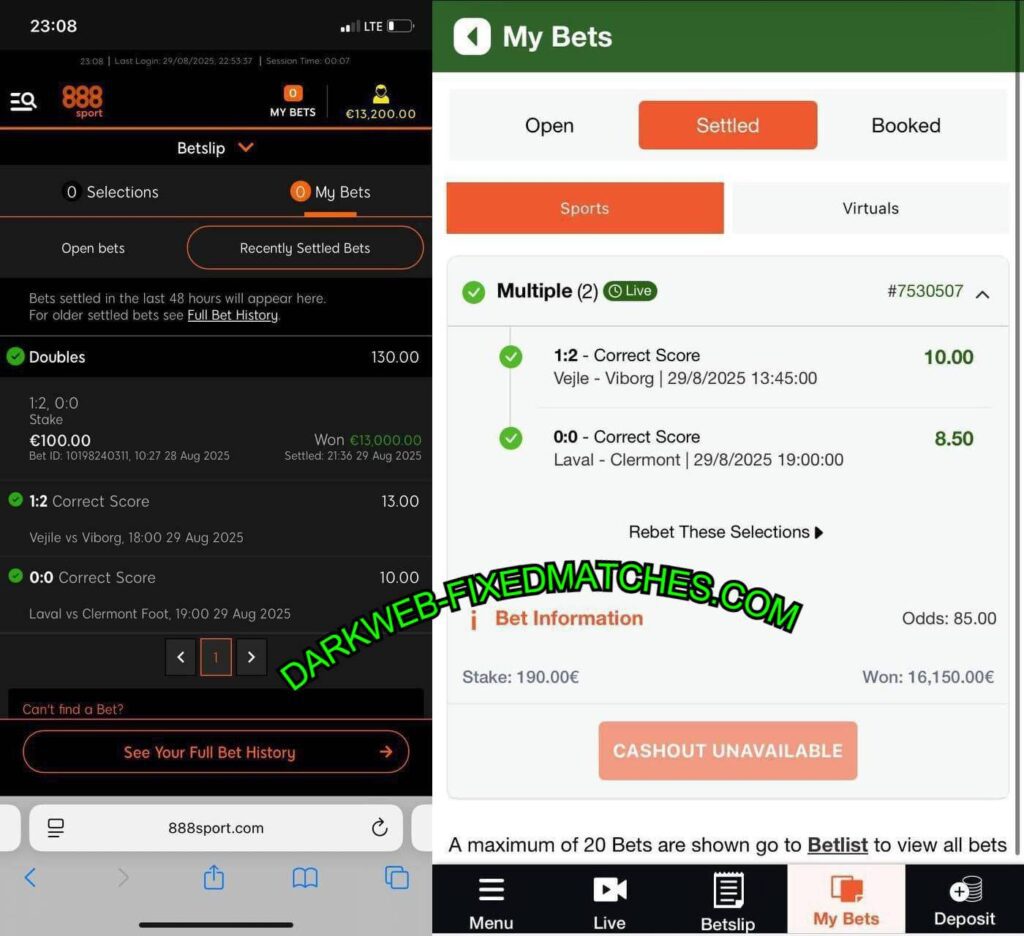 888 SPORT CORRECT SCORE FIXED GAMES
