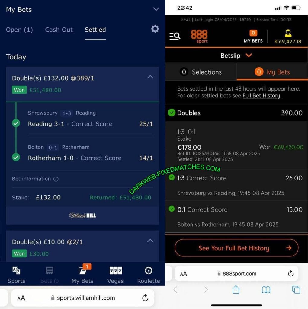 888 sports correct score fixed matches
