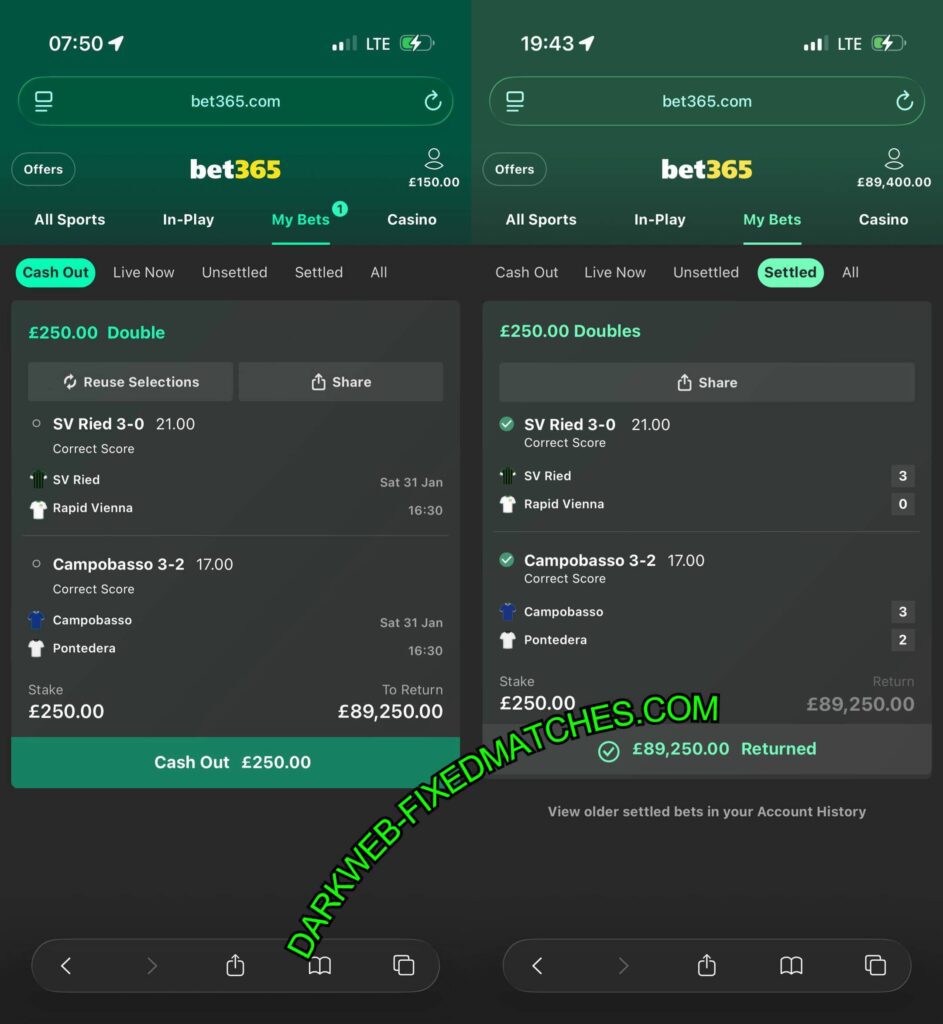 BET365 CORRECT SCORE FIXED MATCHES