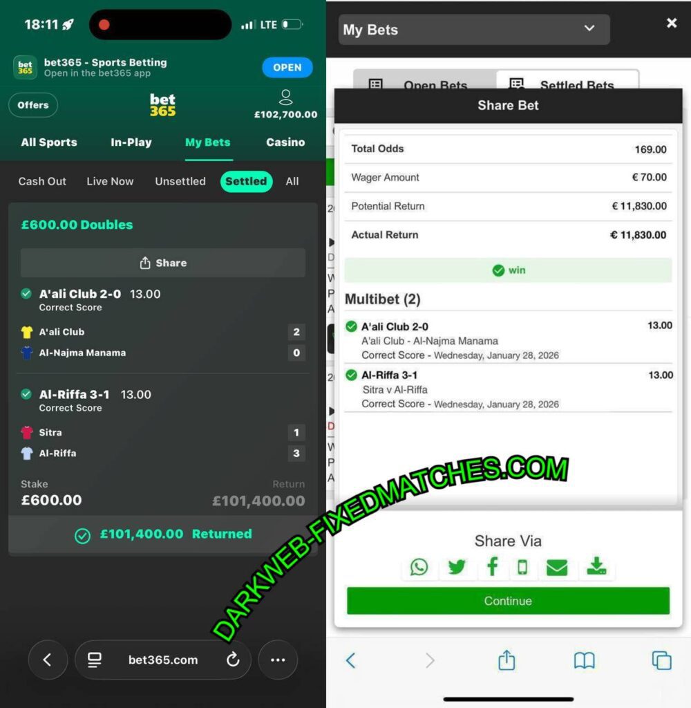 BET365 CORRECT SCORE FIXED MATCHES