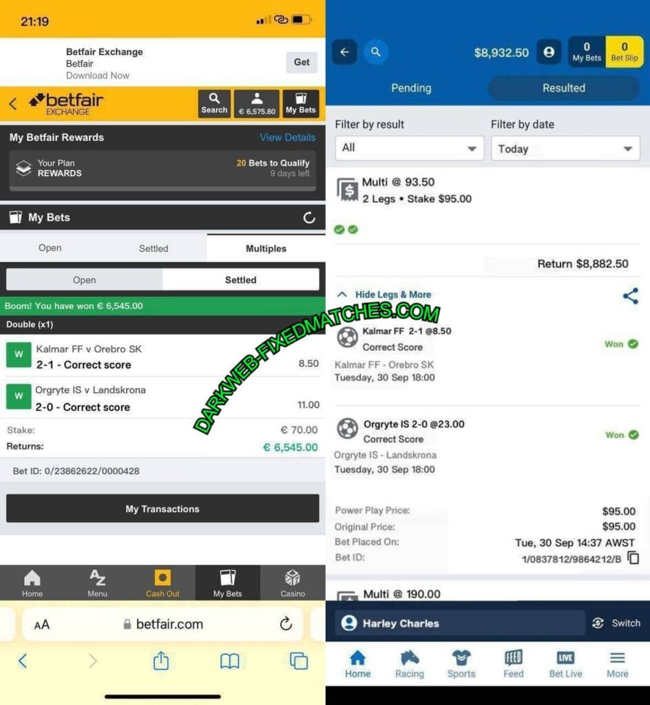 BETFAIR CORRECT SCORE FIXED MATCHES