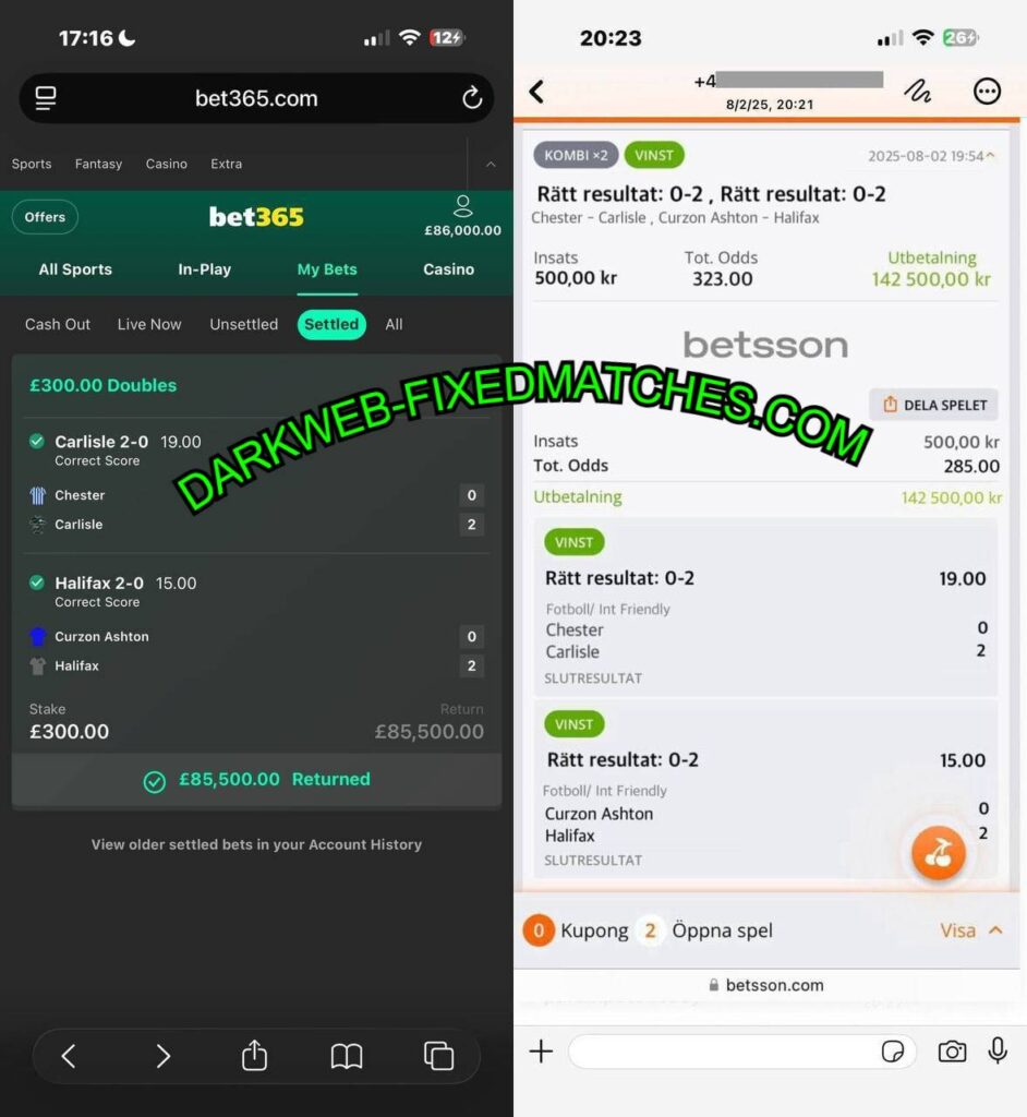 BETSSON CORRECT SCORE FIXED MATCHES