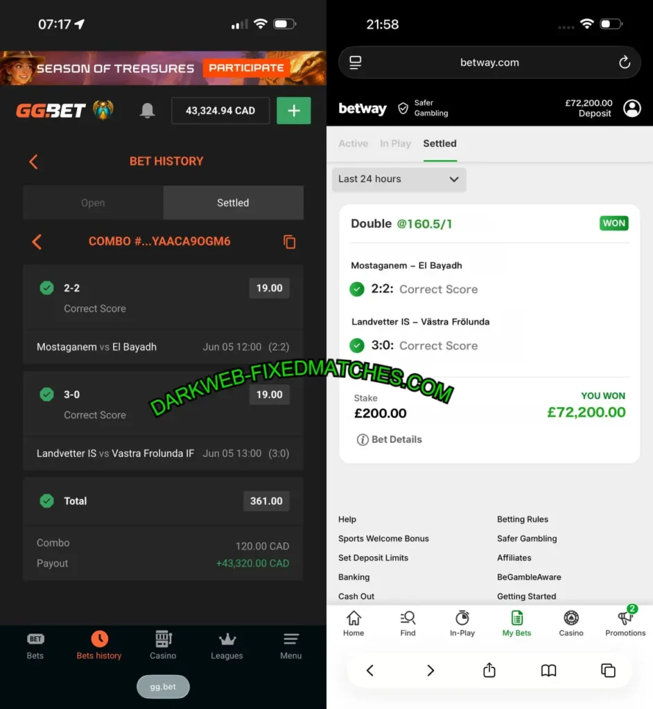 BETWAY CORRECT SCORE MATCHES TIPS