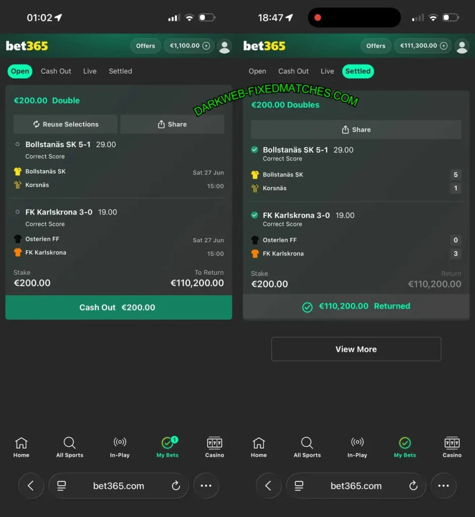 CORRECT SCORE MATCHES ON BET365