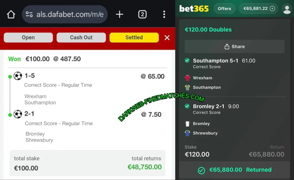 DAFABET FIXED CORRECT SCORE MATCHES