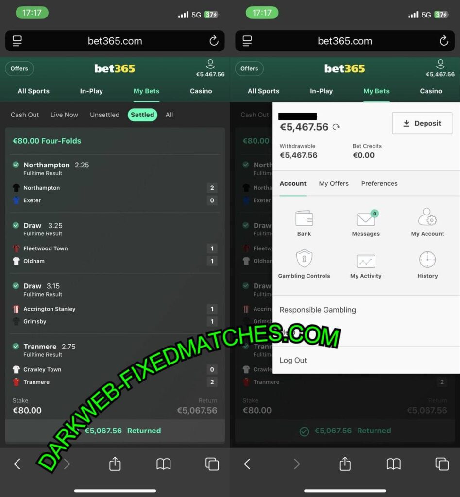 DARK VIP FIXED BETTING MATCHES 1X2