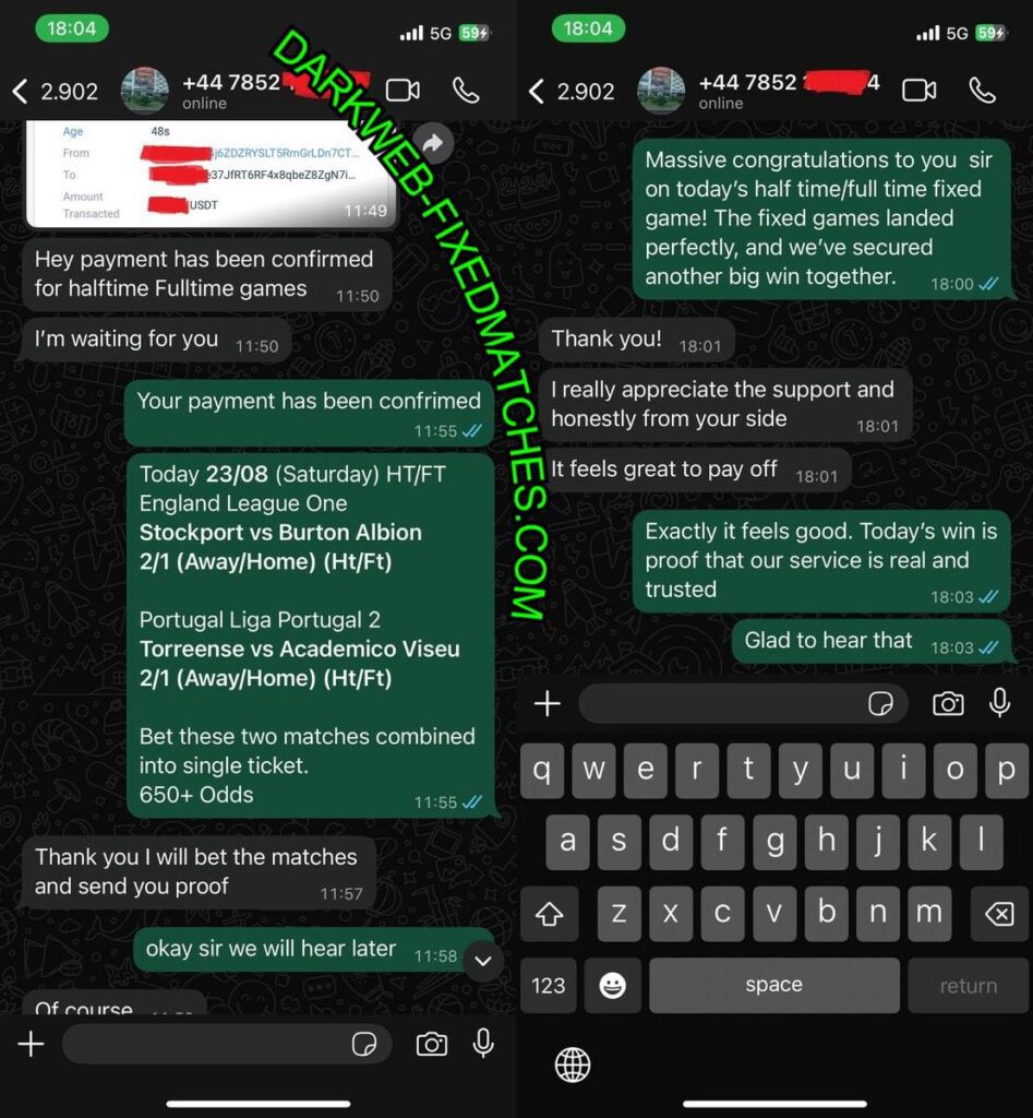 DARK WEB FOOTBALL FIXED MATCH ON WHATSAPP