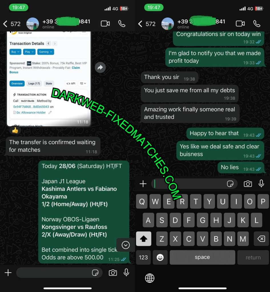 DARK WEB WHATSAPP FIXED MATCH TIPS