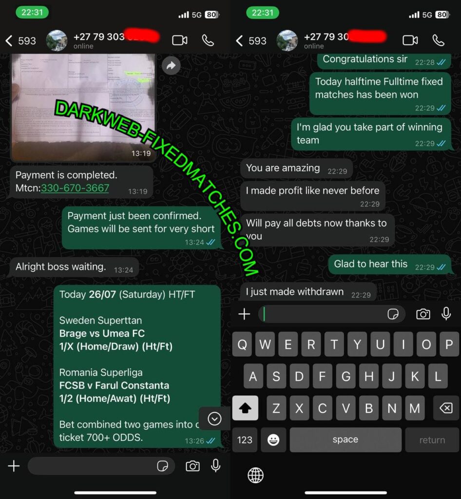 DARKWEB TELEGRAM FIXED MATCH TIPS