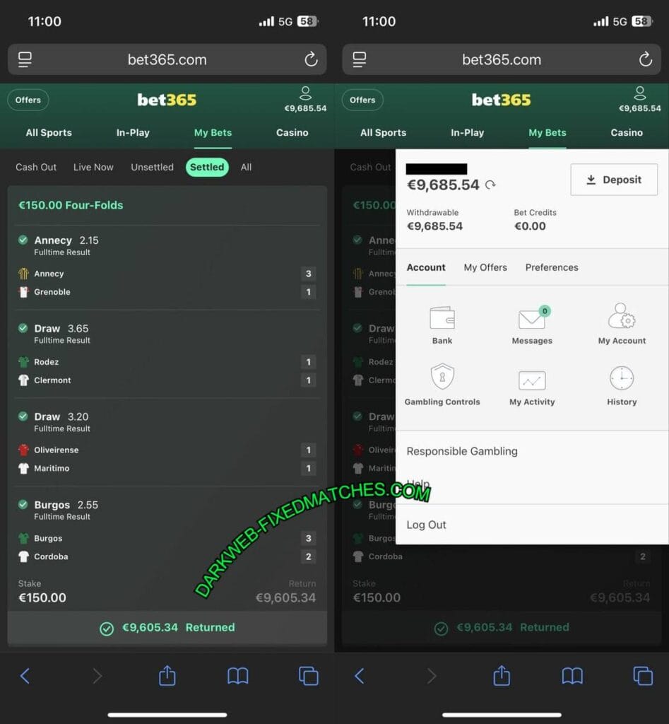 DARKWEB VIP FIXED TIPS 1X2 SOCCER