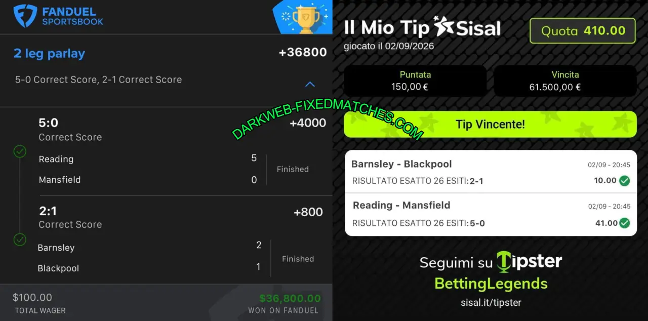 FANDUEL SAFE FIXED CORRECT SCORE MATCH FANDUEL SAFE FIXED CORRECT SCORE MATCH