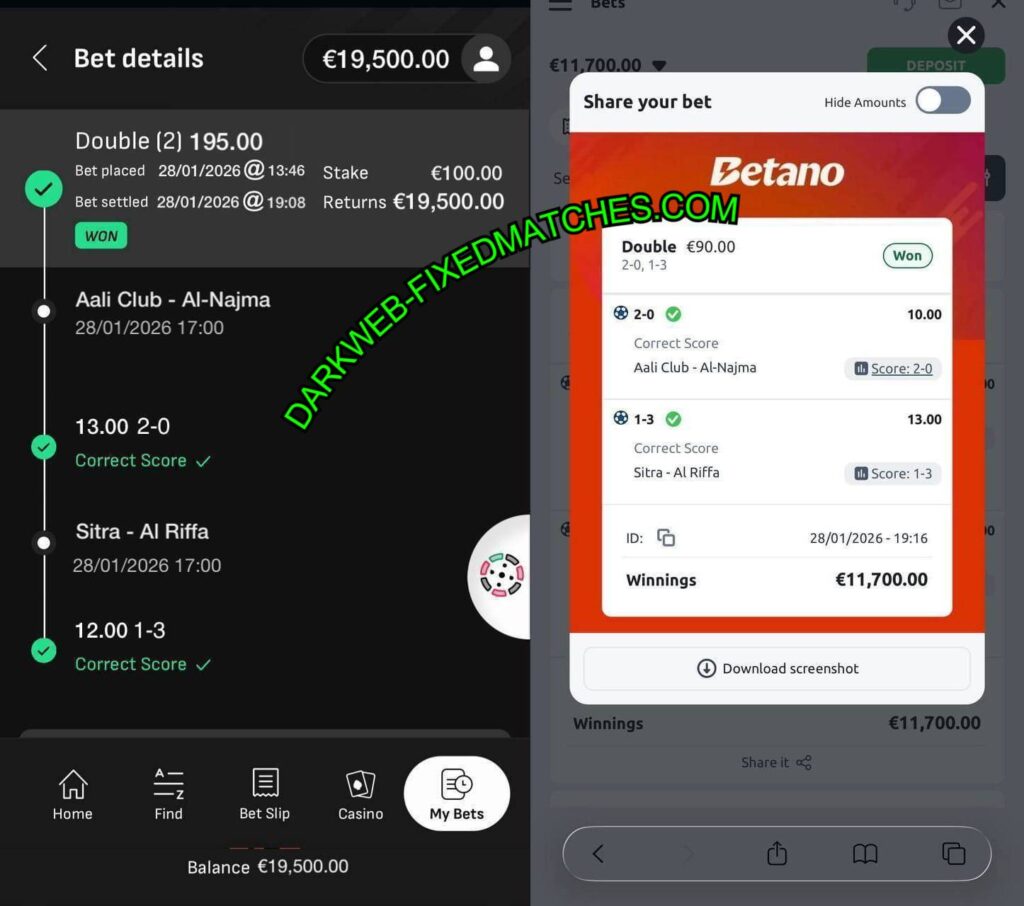 LIVESCORE FIXED MATCHES BETS