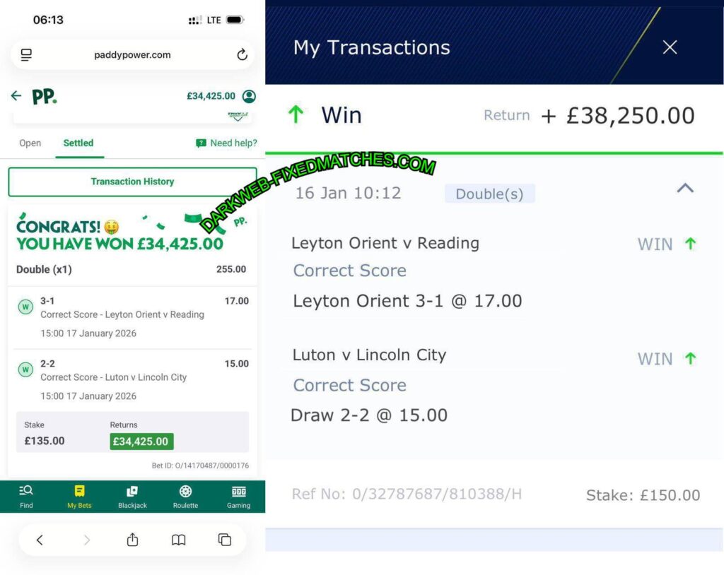 PADDY POWER FIXED MATCHES TIP