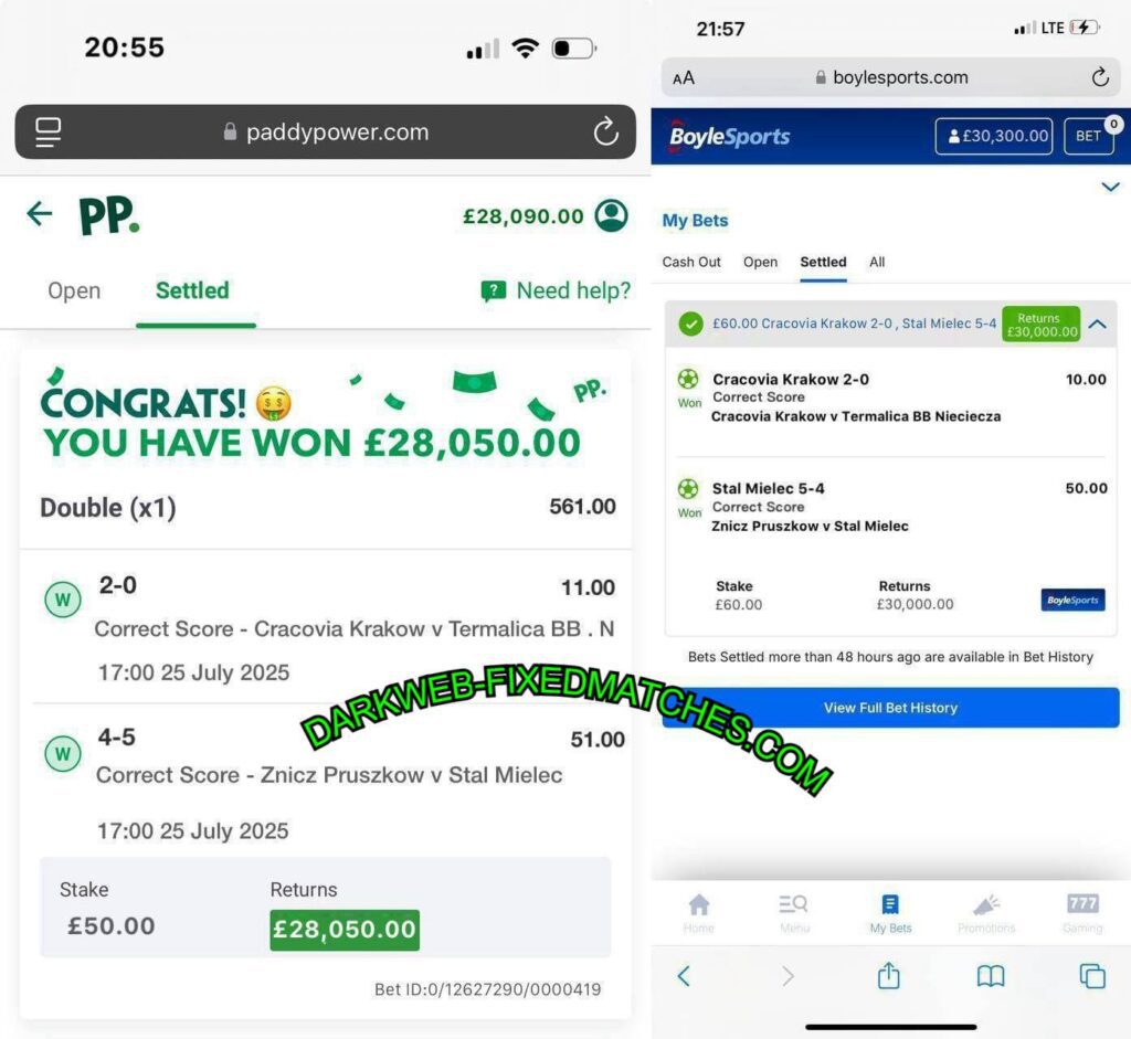 PADDYPOWER CORRECT SCORE FIXED MATCHES