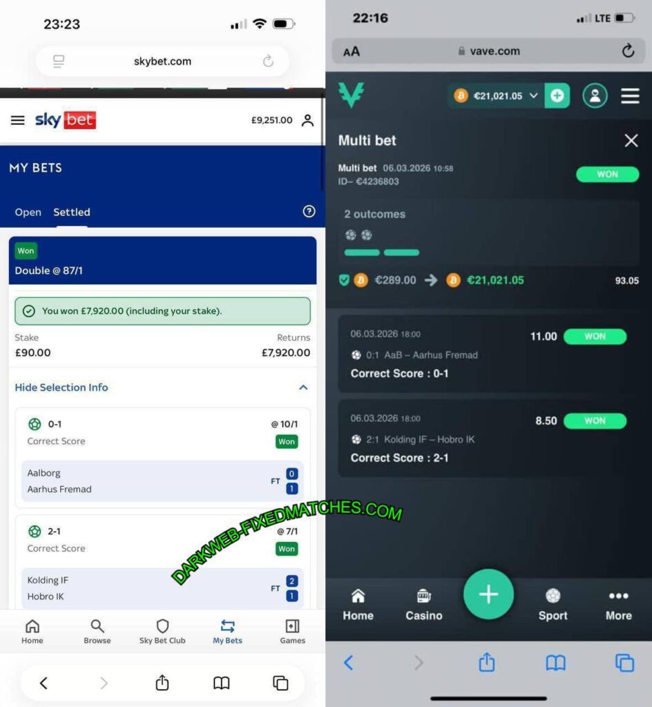 SKYBET CORRECT FIXED MATCHES SCORES