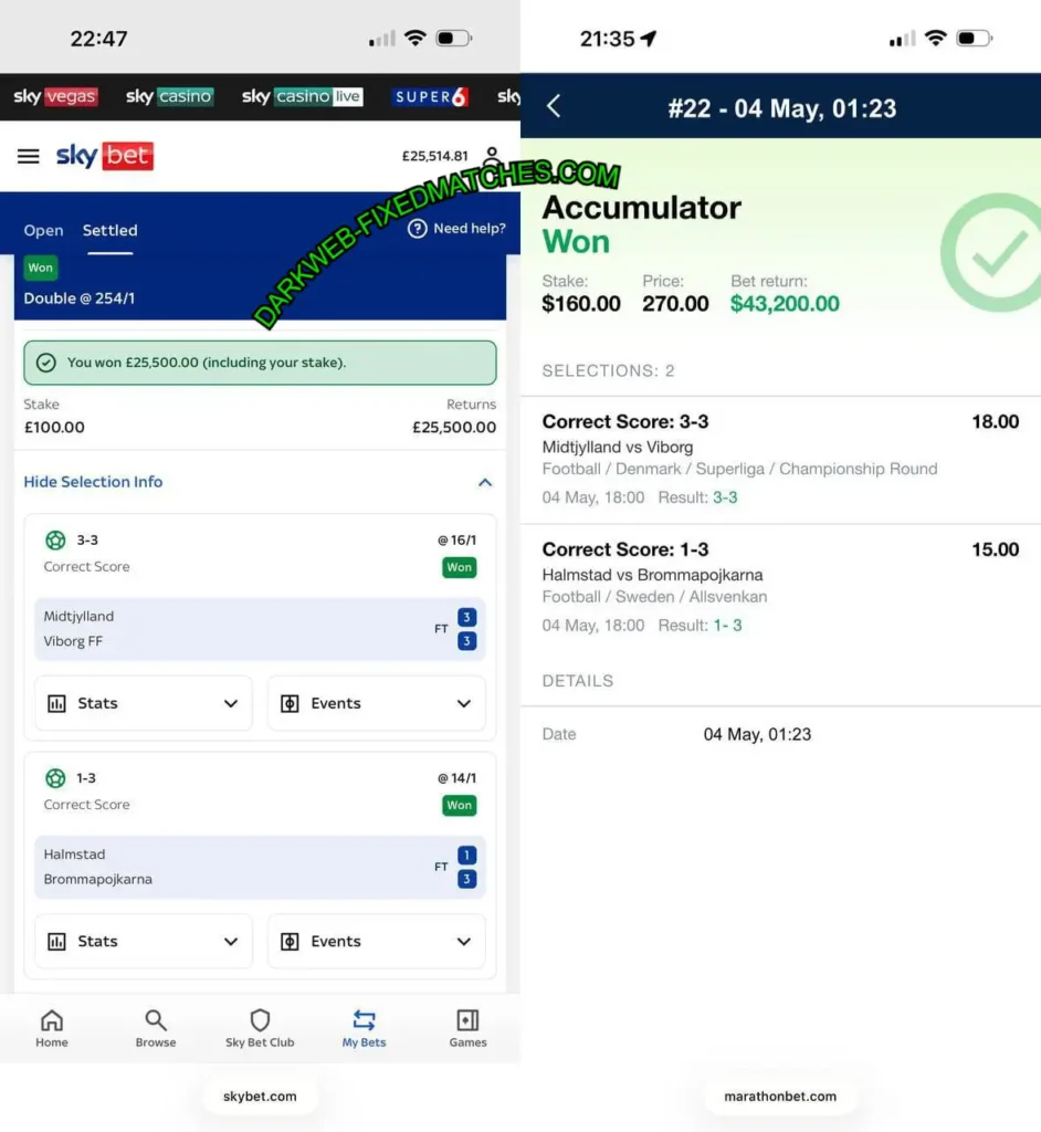 SKYBET CORRECT SCORE BETTING ODDS