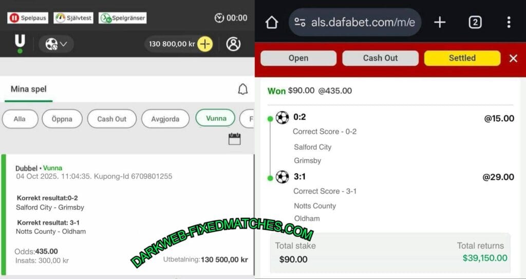 UNIBET CORRECT FIXED MATCHES