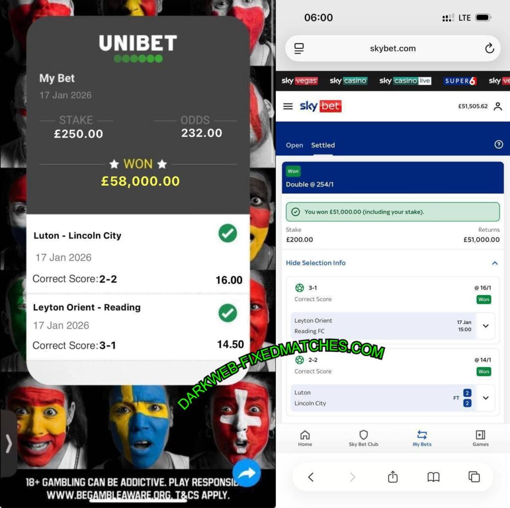 UNIBET CORRECT SCORE FIXED MATCHES