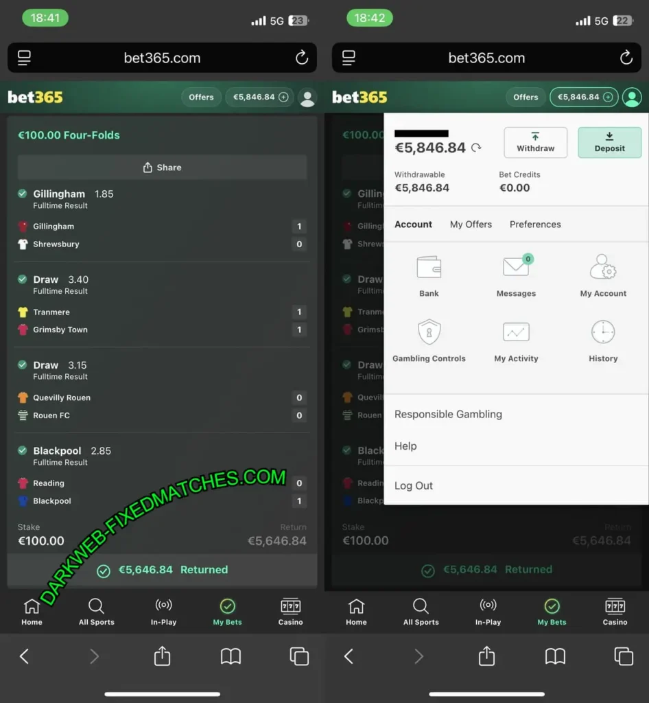 VIP DARK WEB MATCHES TIPS 1X2