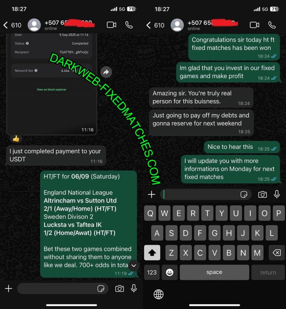 WHATSAPP FIXED MATCHES BY DARK WEB