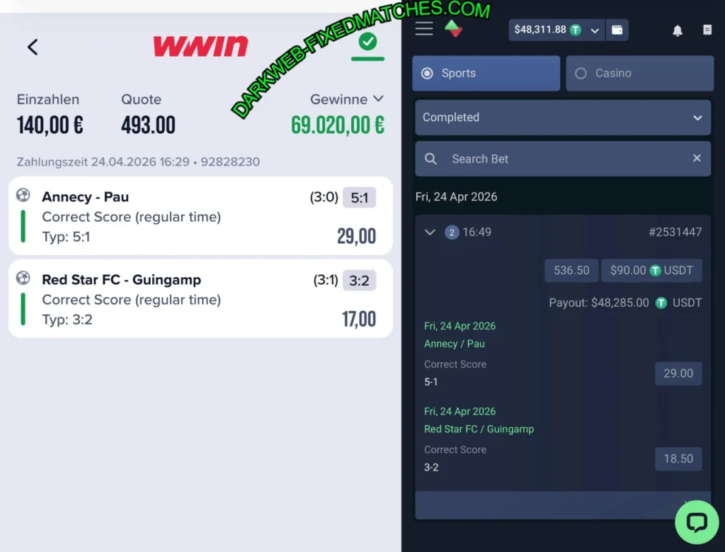 WWIN CORRECT SCORE BETTING MATCH