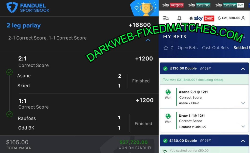 fanduel correct score fixed matches