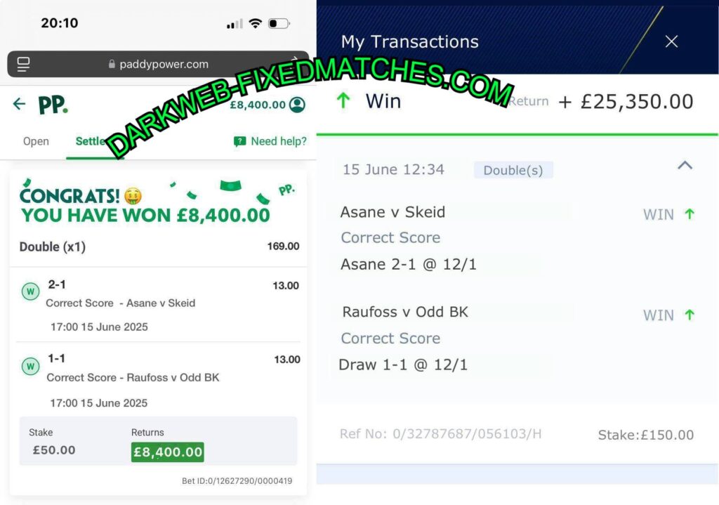 paddypower fixed correct score matches